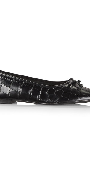 37650 - Black Croc Leather Flats for Teen/Women by Pretty Ballerinas main image 1