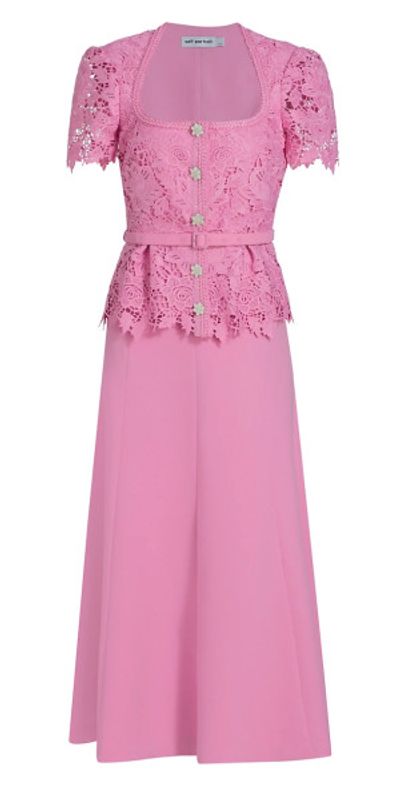 strapless open back dress Self-Portrait Azalea Lace Midi Dress Pink Size 12 main image 1