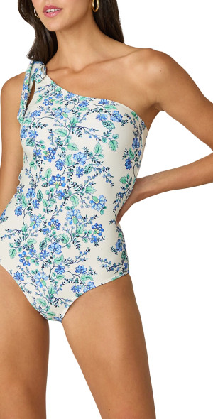 Floral Tie Shouler One-Piece Swimsuit