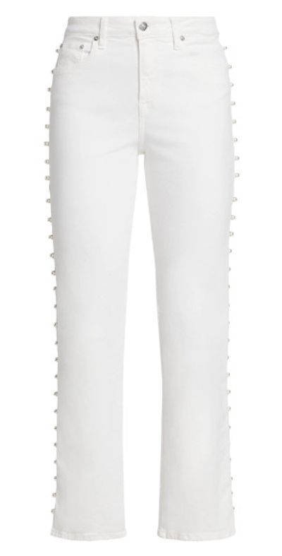 SIMKHAI Women's Amelia Faux Pearl-Embellished Jeans