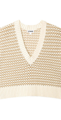 Staud Women's Americana Striped Crochet Crop Sweater