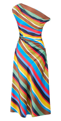 Staud Women's Phare Draped Striped Stretch-Silk Maxi Dress