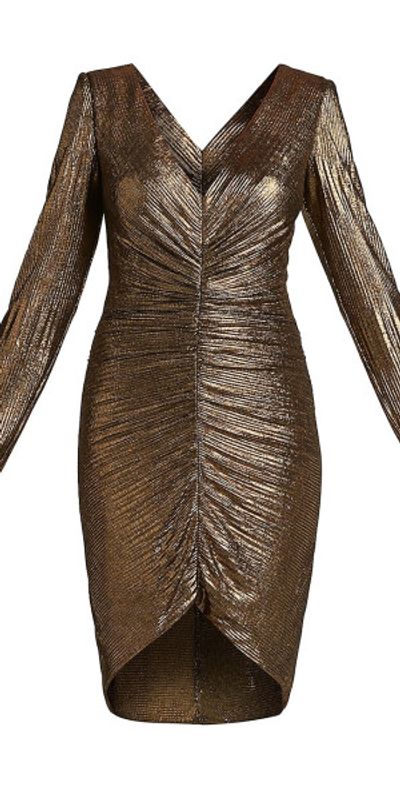 Tadashi Shoji - Women's Metallic Plisse Jersey Minidress
