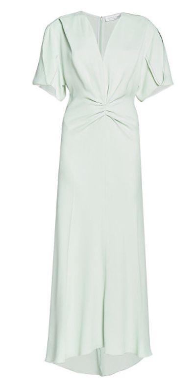 Victoria Beckham - Women's Gathered-Waist V-Neck Midi-Dress