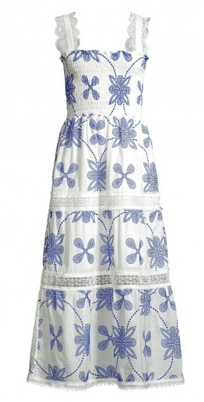 knee length dresses for ladies Embroidered Tiered Maxi Dress, Extended Sizes Brown / 2X main image 0