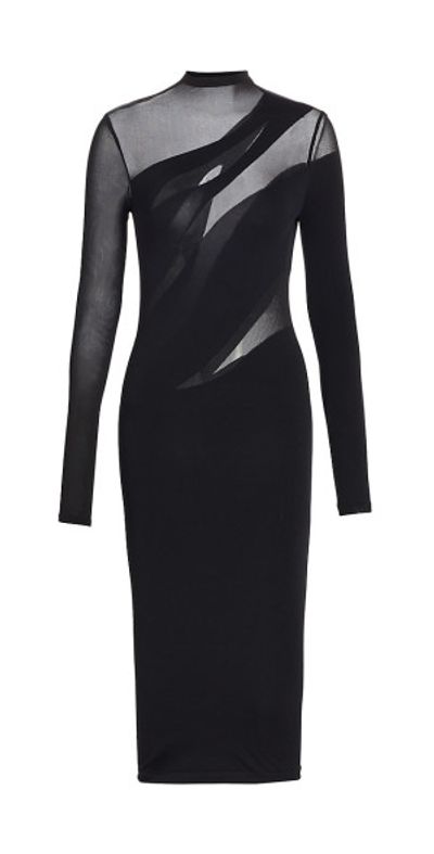 sheer sleeve bodycon midi dress Black Sheer Mesh Long Sleeve Bodycon Midi Dress | Womens | Small (Available in M, L) | Lulus