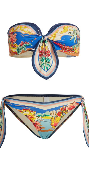 【Zimmermann】Wylie スカーフ タイ フローラル ビキニ☆関税込 Zimmermann Wylie Scarf Tie Bikini in Mustard Floral | REVOLVE