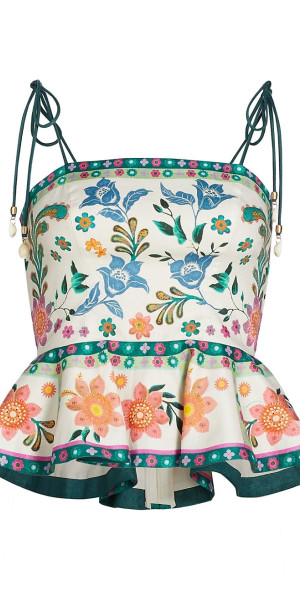 Zimmermann - Women's Ginger Floral Scallop Peplum Top