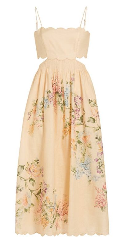 Zimmermann - Women's Halliday Floral Scallop Midi-Dress