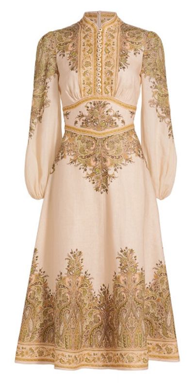 Zimmermann - Women's Natura Linen Paisley Buttoned Midi-Dress
