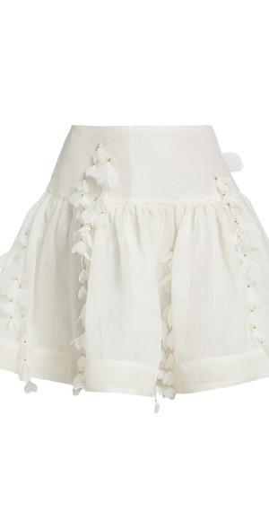 Zimmermann - Women's Petal Linen-Silk Drop Waist Miniskirt