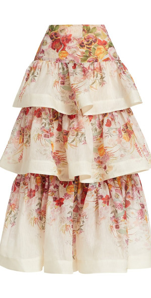 スカート ZIMMERMANN ASCENSION TIERED MIDI SKIRT 0400022775990_BLUECREAMINDIENN