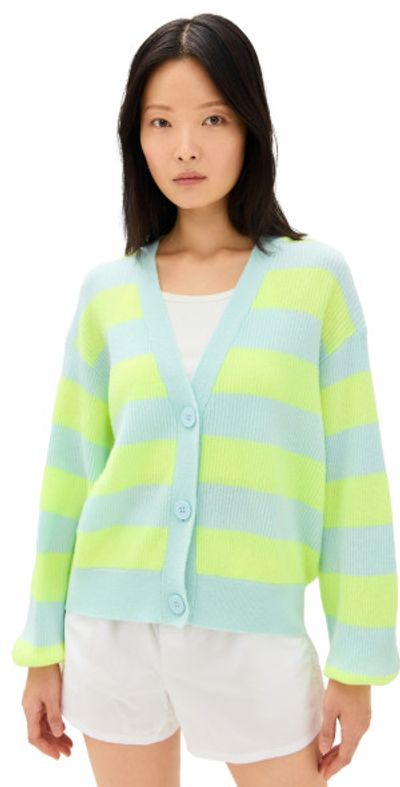 American Vintage Raxow Cardigan Jaune Fluo Raye Crystal M/L