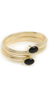 By Adina Eden By Adina Eden Colored Stone Wrap Snake Bangle Bracelet Onyx One Size