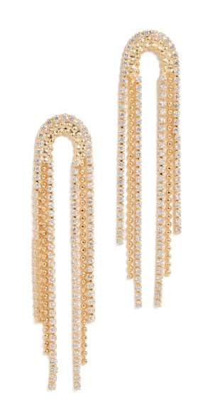 By Adina Eden - Tennis Looped Drop Stud Earrings Gold One Size