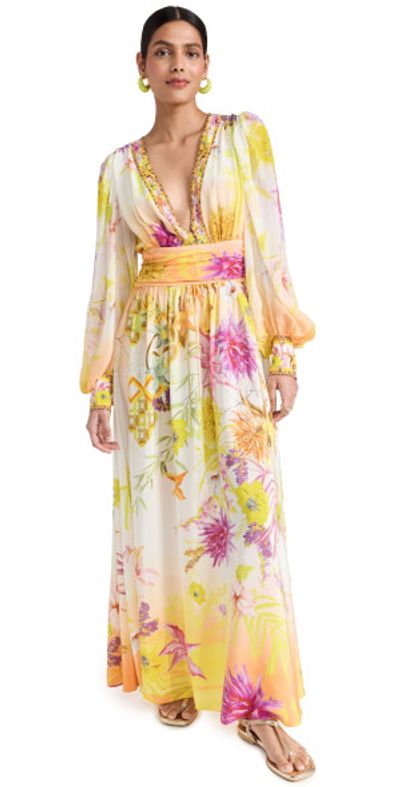 Camilla - Long Dress with Blouson Sleeve How Does your Garden Grow S
