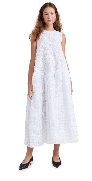 Cecilie Bahnsen - Anna Karin Dress Check Seersucker White