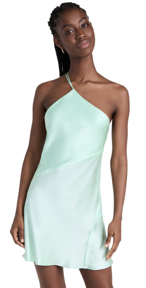 DANNIJO - Asymmetric Mini Slip Dress Mint L