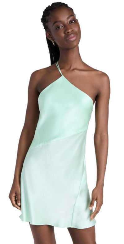 mint green slip dress boohoo Women's Satin & Lace Maxi Slip Dress in Mint