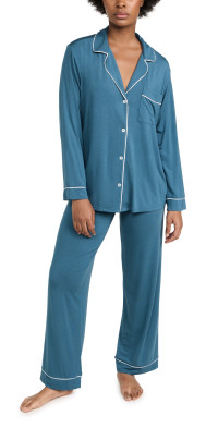 Eberjey Leonor Errand Short Sleeve Top - Cloud/Chambray