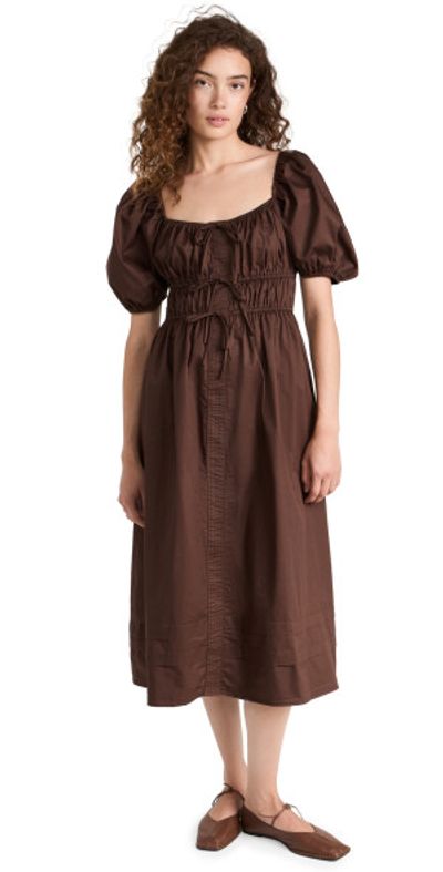 en saison brown dress En Saison Fringe Detail Knit Midi Dress