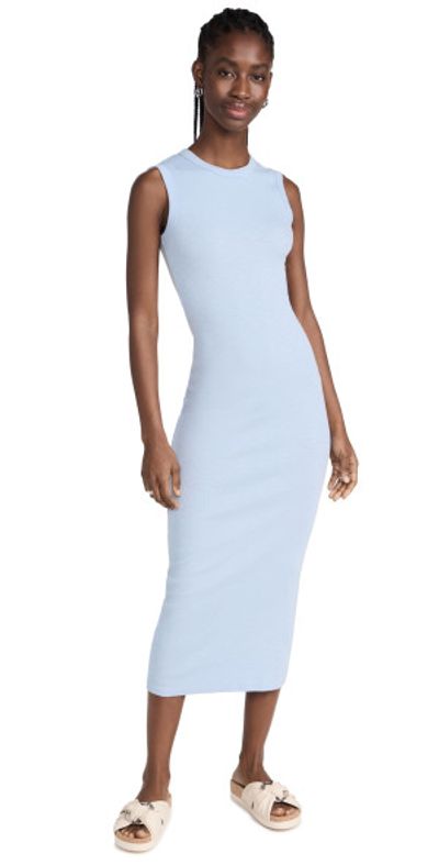 Enza Costa - Textured Knit Sleeveless Maxi Dress Light Blue S