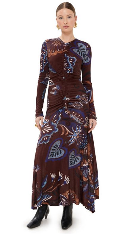 farm rio brown maxi dress Black Giraffes Puff Sleeve Maxi Dress – FARM Rio main image 1