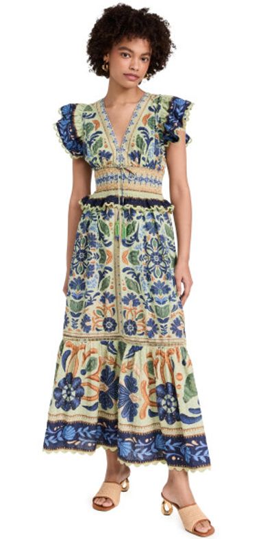 green floral button down dress Meadowflowers Floral Print Button Up Tiered Midaxi Dress | Disturbia main image 0