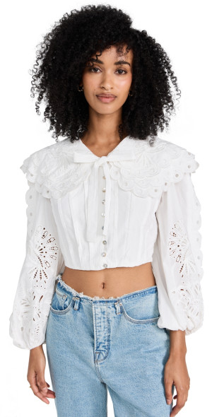 FARM Rio - Richelieu Big Collar Blouse Off-White XXS