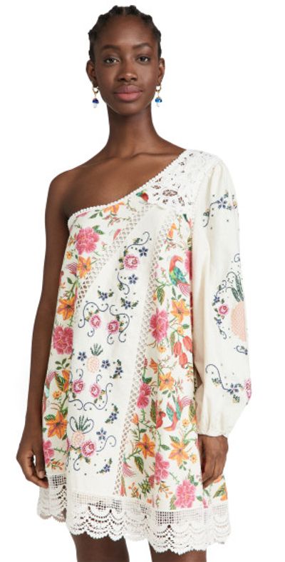 FARM Rio - Toucans Garden One Shoulder Embroidered Dress Toucan's Garden S