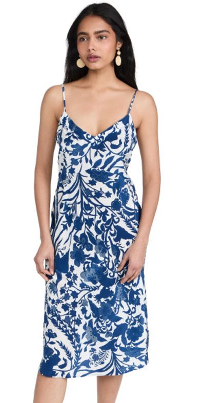 Figue Figue Carolyne Slip Dress Birdsong White Navy XS