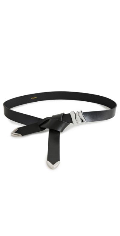 NWOT FRAME Tri Keeper Leather Waist Belt in Black with Silver-Tone Accents NWOT 36” black leather with monogram belt main image 3