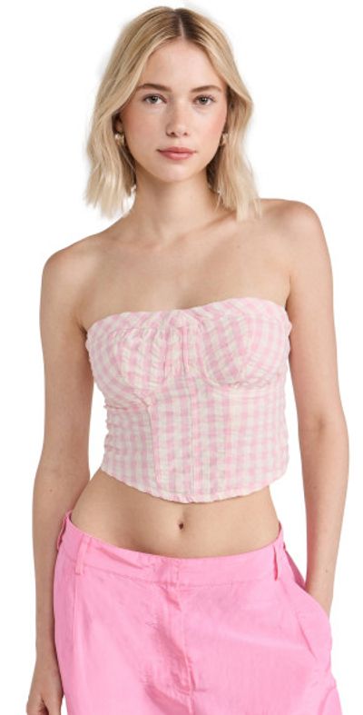 Free People - Leilani Gingham Tube Top Pink Gingham M