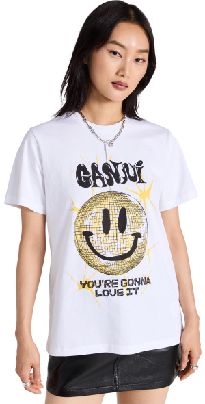 Ganni Basic Jersey Smiley Relaxed T-shirt White | BSTN Store