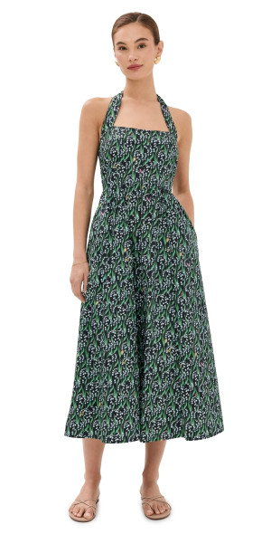Hill House Home - Fleur Midi Dress Lily of the Valley Black XXS