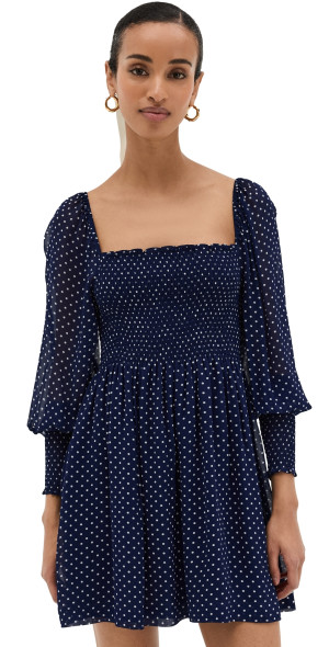 Hill House Home - The Grace Mini Nap Dress Navy Polka Dot XL