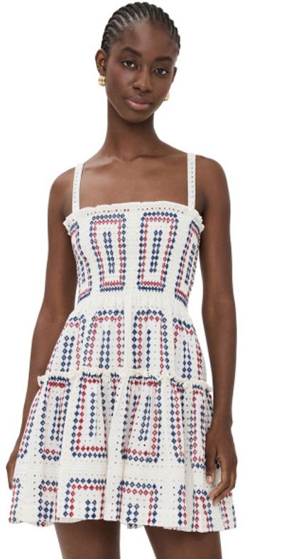 Hill House Home - The Seraphina Mini Nap Dress Geo Eyelet/Red White Blue XL Hill House Home - The Seraphina Mini Nap Dress Geo Eyelet/Red White Blue XL