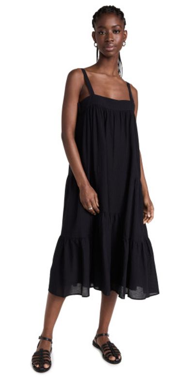 Jenni Kayne - Seersucker Summer Dress Black L