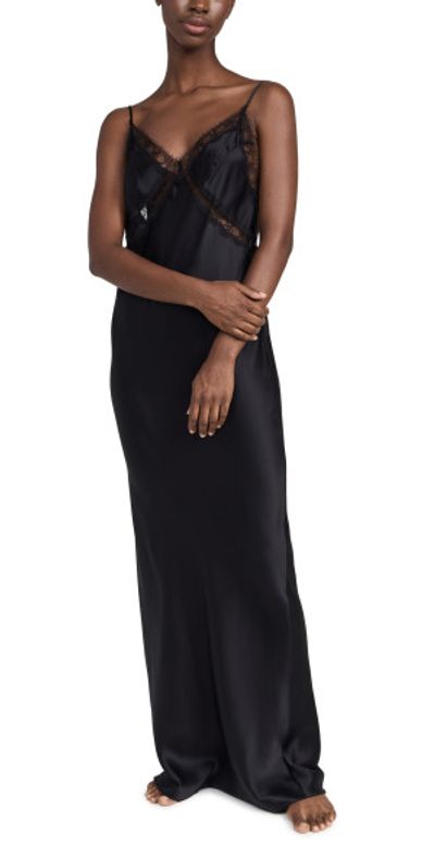 Kiki De Montparnasse - Lace Inset Maxi Slip Dress Black/Black L