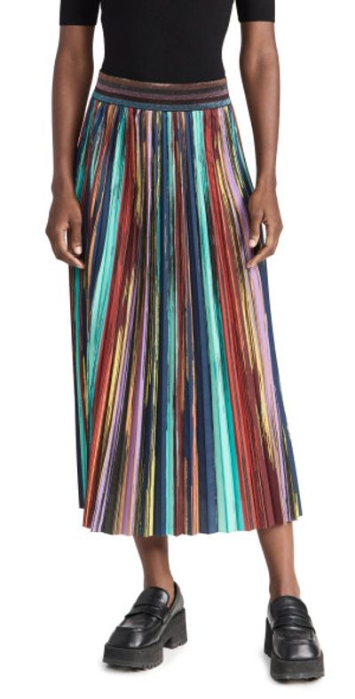 Le Superbe Le Superbe Painted Stripe Pleated Skirt Painted Stripe Multi M