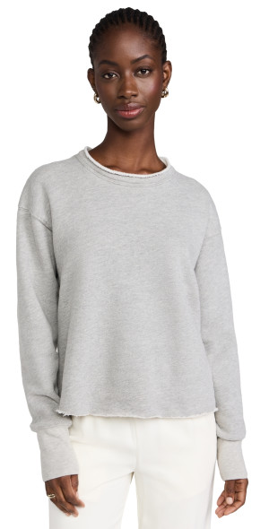 Les Tien - Riley Crop Roll Neck Sweatshirt Heather Grey XS