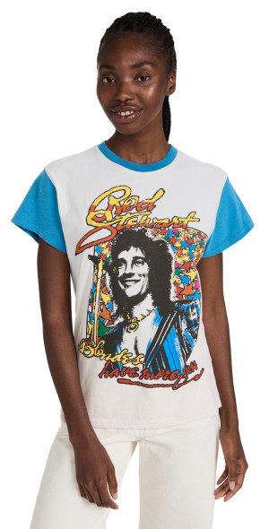 MADEWORN ROCK - Rod Stewart Tee White/Vintage Blue XXL