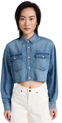 Moussy Vintage Felton Back Design Shirt in Blue