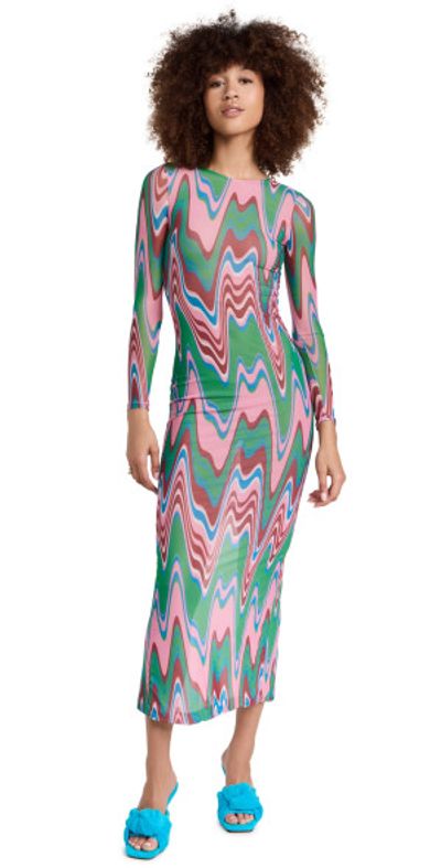 slim fit dress slacks PatBO Botanic Retro Flutter Midi Dress