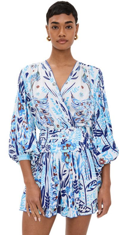 Poupette St Barth - Colleen Mini Dress Blue Plum Bird Small XS