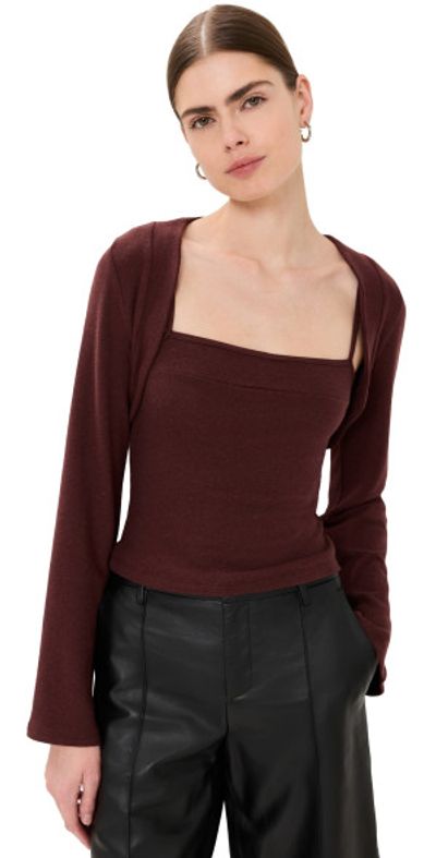 Reformation Chloe Knit Shrug Set Mahogany M