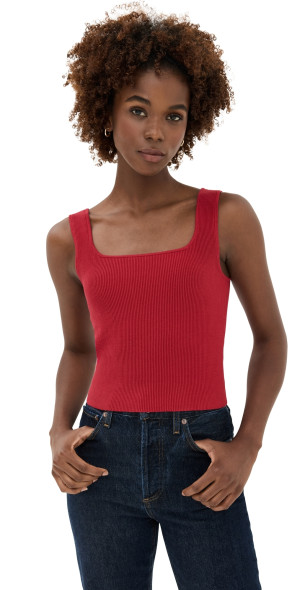 Reformation - Julia Ribbed Sweater Tank Lipstick XL