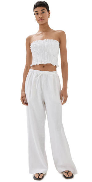 Reformation White Linen Two Piece Set Reformation Lena Linen Two