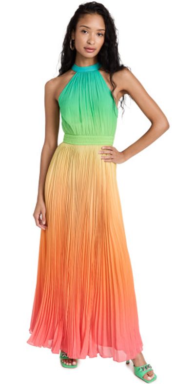 rococo sand pink and blue dress Flur Strapless Maxi Dress