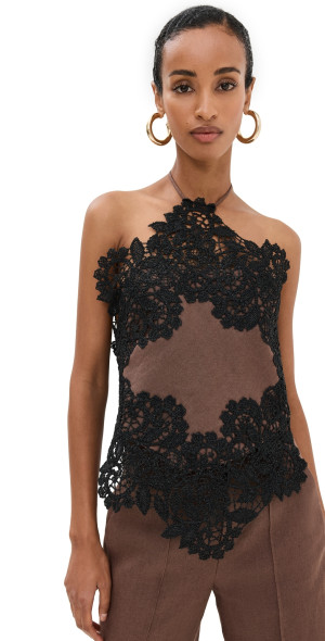 Rosie Assoulin - Lace Halter Top Chocolate XS